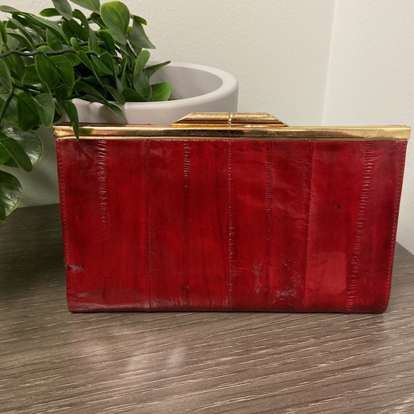 Vintage Genuine Eel Skin Kiss Lock Wallet - Picture 2 of 16